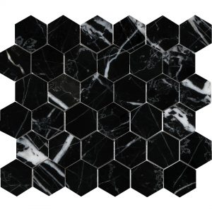 2 Hexagon-Mosaic Noir Noble Honed