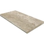 12" X 24" Unglazed Bullnose Porcelain Coping: Silver Travertine