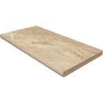 12" X 24" Unglazed Bullnose Porcelain Coping: Navona Travertine