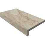 12" X 24" Coping with 2" Mitered L-Shape Drop: Silver Travertine