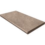 12" X 24" Unglazed Bullnose Porcelain Coping: Light Coffee Limestone