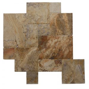 Brushed Chiseled Versailles Pattern Travertine Tile