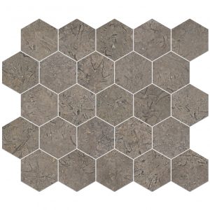 3 ¼” Hexagon Mosaic Castanea leather