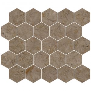 3 ¼” Hexagon Mosaic Castanea polished
