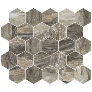 3 ¼” Hex Mosaic Gemstone Taupe Polished