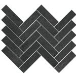 1 1/2" X 5 1/2" Herringbone Mosaic Upstone: Mustang Nero