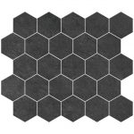 3 1/4" Hexagon Mosaic Upstone: Mustang Nero