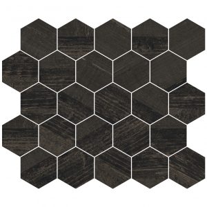 3 ¼” Hex Vintage Wood Black 1