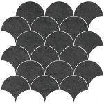 4" Fish Scale Mosaic Upstone: Mustang Nero