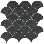 4" Fish Scale Mosaic Upstone: Mustang Nero