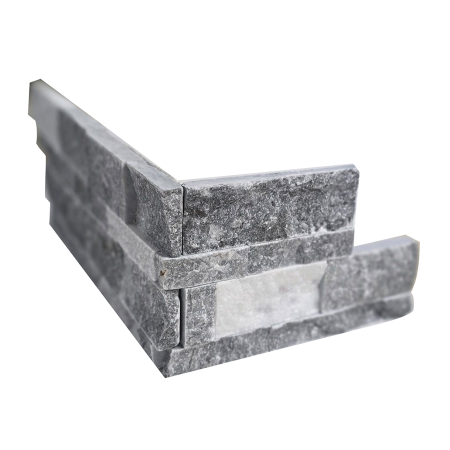 Cadet Gray + Horizon Outside Corner 6" x 24" 3D Interlocking Ledger - Splitface