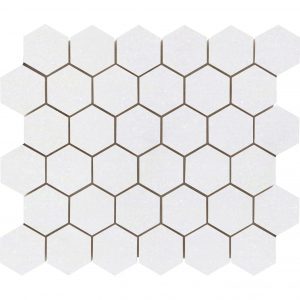 150382-THASSOS WHITE- 2 HEXAGON MOSAIC - HONED