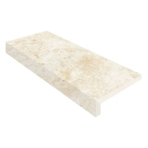 285103-L-DREAMSCAPES- 2 DROP MITERED L-SHAPE 36 PORCELAIN COPING - IVORY TRAVERTINE