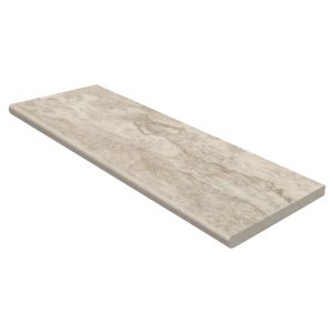 285123-DREAMSCAPES- 12 X 36 UNGLAZED PORCELAIN BULLNOSE COPING - SILVER TRAVERTINE