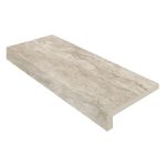 12" X 36" Coping with 2" Mitered L-Shape Drop: Silver Travertine
