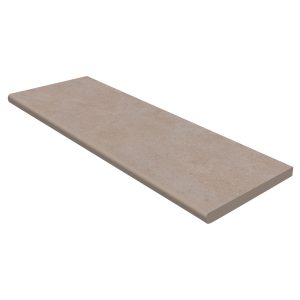 285213-DREAMSCAPES- 12 X 36 UNGLAZED PORCELAIN BULLNOSE COPING - LIGHT COFFEE LIMESTONE