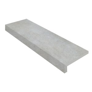 285224-L-DREAMSCAPES- 2 DROP MITERED L-SHAPE 48 PORCELAIN COPING - SILVER LIMESTONE