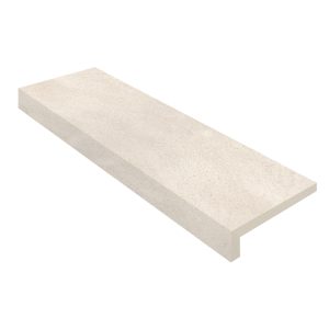 285254-L-DREAMSCAPES- 2 DROP MITERED L-SHAPE 48 PORCELAIN COPING - SARAMAGO LIMESTONE