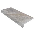 12" X 36" Coping with 2" Mitered L-Shape Drop: Silver Quartz