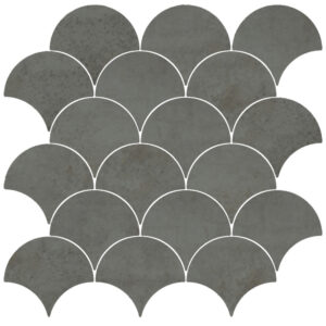 Midtown: 4" Fish Scale Mosaic - Graphite