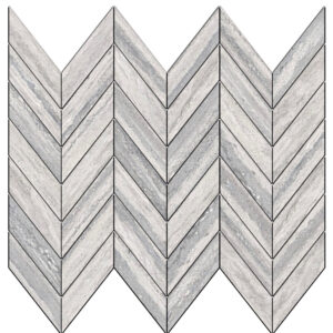 Veneto: 1 1/2" X 3 5/8" Mini Chevron Mosaic - Silver