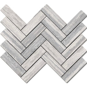 Veneto: 1 1/2" X 5 1/2" Herringbone Mosaic - Silver
