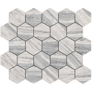 Veneto: 3 1/4" Hexagon Mosaic - Silver