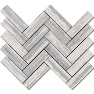 Veneto: 1 1/2" X 5 1/2" Herringbone Mosaic - Silver