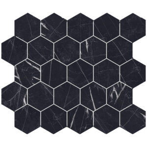 Nero Marquina: 3 1/4" Hexagon Mosaic