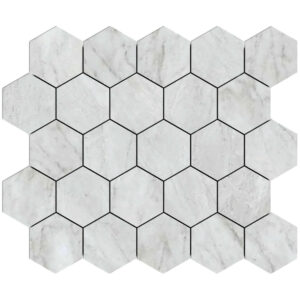 Pietrasanta: 3 1/4" Hexagon Mosaic - Bianco