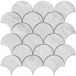 Pietrasanta: 4" Fish Scale Mosaic - Bianco