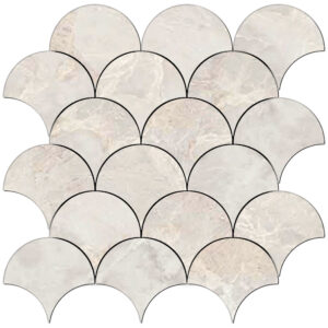 Pietrasanta: 4" Fish Scale Mosaic - Ivory