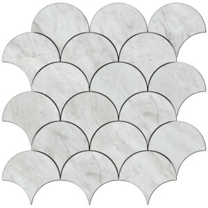 Pietrasanta: 4" Fish Scale Mosaic - Bianco
