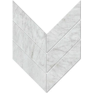 Pietrasanta: 3" X 10" Macro Chevron Mosaic - Bianco