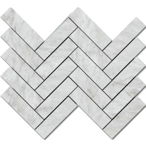 Pietrasanta: 1 1/2" X 5 1/2" Herringbone Mosaic - Bianco