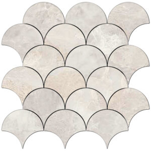 Pietrasanta: 4" Fish Scale Mosaic - Ivory
