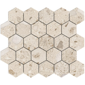 250672-3hex-petravera-3-1-4in-hexagon-mosaic-greto-light-lappato Petravera: 3 1/4" Hexagon Mosaic - Greto Light