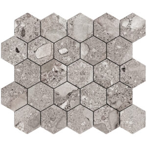250673-3hex-petravera-3-1-4in-hexagon-mosaic-greto-taupe-lappato Petravera: 3 1/4" Hexagon Mosaic - Greto Taupe