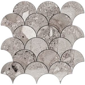 250673-4sca-petravera-4in-fish-scale-mosaic-greto-taupe-lappato Petravera: 4" Fish Scale Mosaic - Greto Taupe