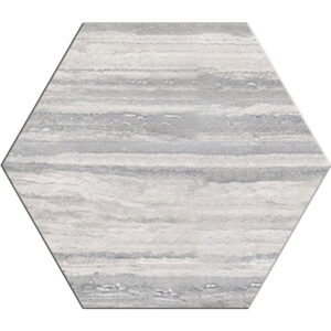 Veneto: 12" Hexagon Tile - Vein Cut Silver