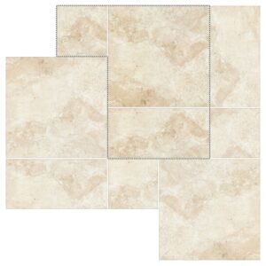 12" Roman Pattern Porcelain Paver: Ivory Travertine