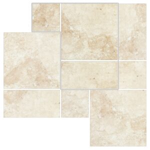 6" Roman Pattern Porcelain Paver: Ivory Travertine
