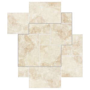 6" Versailles Pattern Porcelain Paver: Ivory Travertine