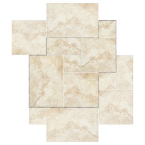 12" Versailles Pattern Porcelain Paver: Ivory Travertine