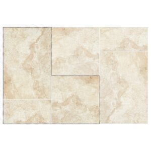 Manor Pattern Porcelain Paver: Ivory Travertine