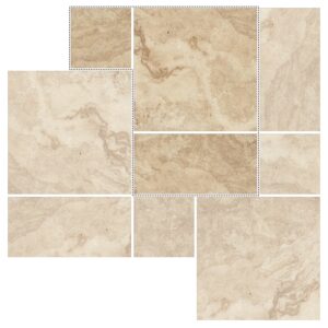 6" Roman Pattern Porcelain Paver: Navona Travertine