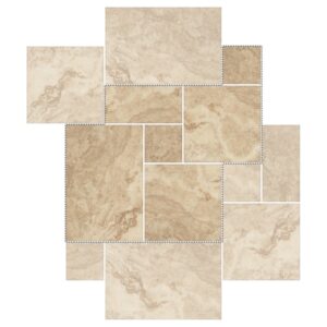 6" Versailles Pattern Porcelain Paver: Navona Travertine