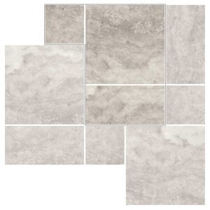 6" Roman Pattern Porcelain Paver: Silver Travertine