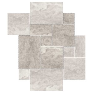 6" Versailles Pattern Porcelain Paver: Silver Travertine