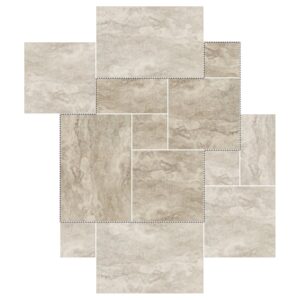 12" Versailles Pattern Porcelain Paver: Silver Travertine